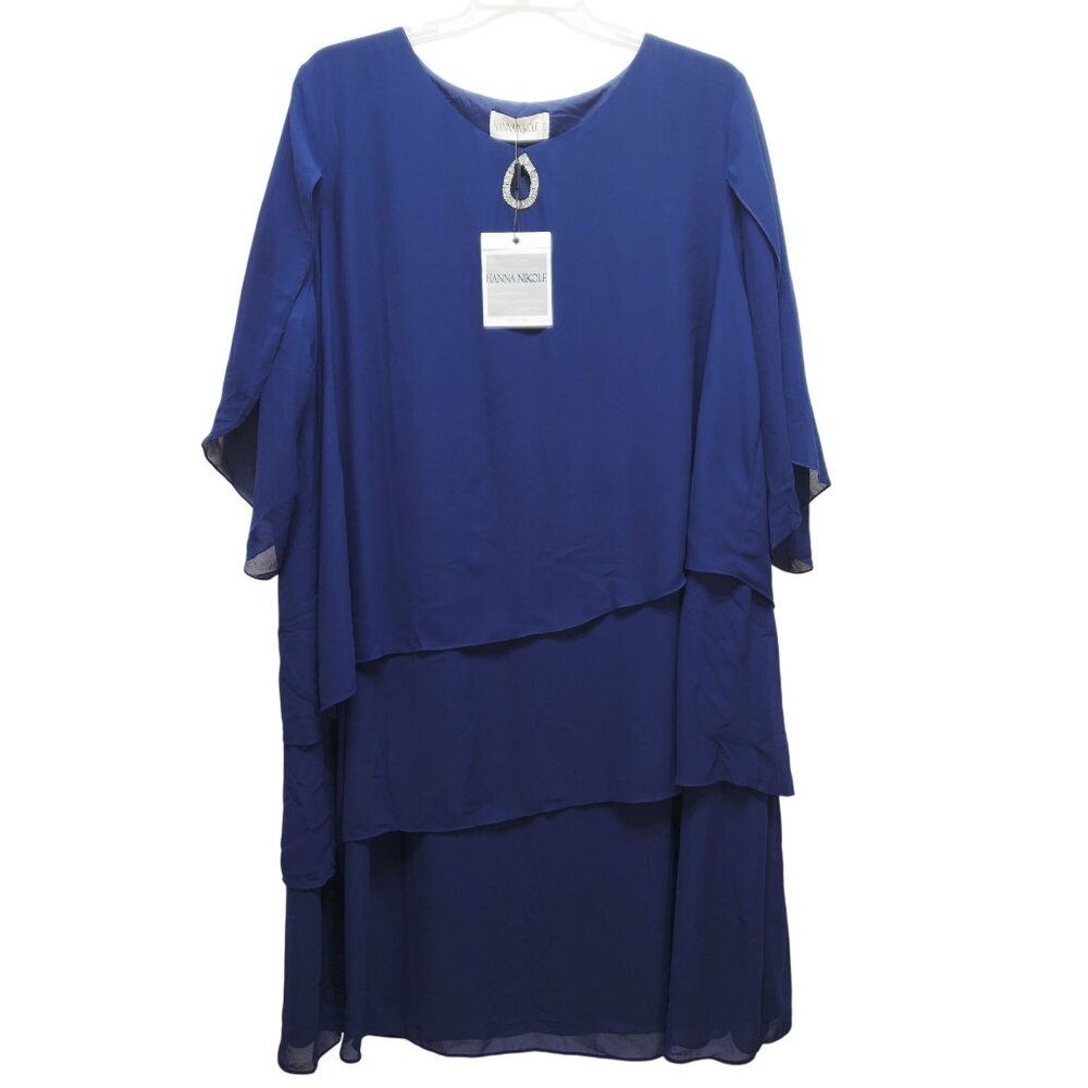 Hanna Nikole Womens Plus Size Layered Dress With Beaded Accent Size 24W